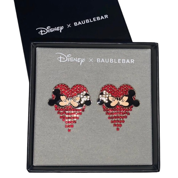 Disney x Baublebar (Valentine’s) Mickey & Minnie Kissing With Red Heart Earrings - Picture 2 of 2